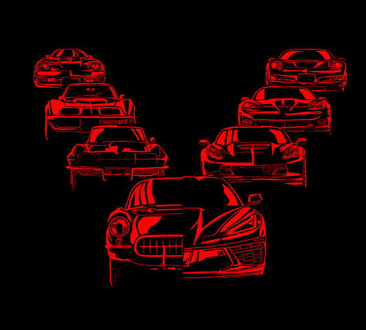 Corvette 8 Generations T-Shirt / C & S Sticker Bundle Corvette Parts Center
